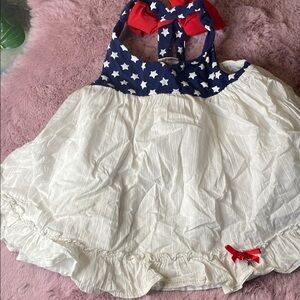 Kids Starry Dress with Red Bow Accents
